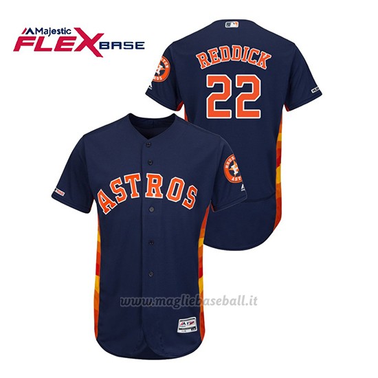 Maglia Baseball Uomo Houston Astros Josh Reddick 150th Aniversario Patch Flex Base Blu